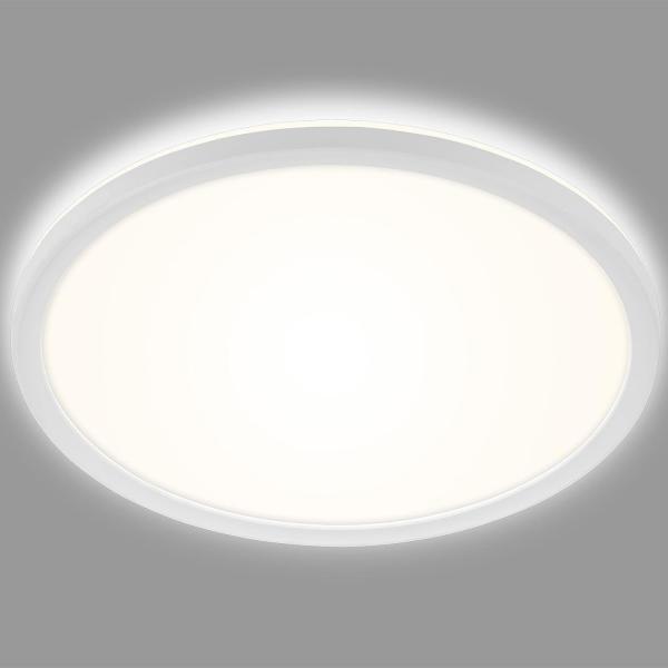 BRILONER Leuchten – LED Bad Deckenleuchte mit Backlight, IP44 LED Badezimmerlampe, ultraflach, neutralweißes Licht, Weiß, 290x35 mm (DxH)