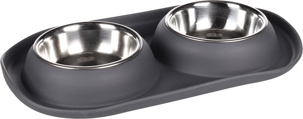 Flamingo Napf-Set Futter- und Trinknapf Duo Dinner Grafa oval dunkelgrau für Katzen