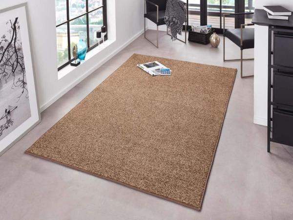 Kurzflor Teppich Pure Uni Braun - 80x400x1,3cm