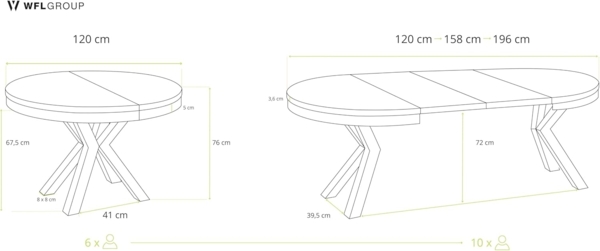 Runder Ausziehbarer Esstisch Weiß - Tisch im Loft-Stil mit Metallbeinen - Industrieller Tisch für Wohnzimmer - Spacesaver - Weisser Marmor - Schwarz - 120 cm Bild 3