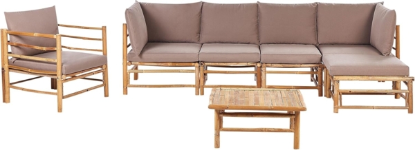 Ecksofa CERRETO Bambusholz Taupe