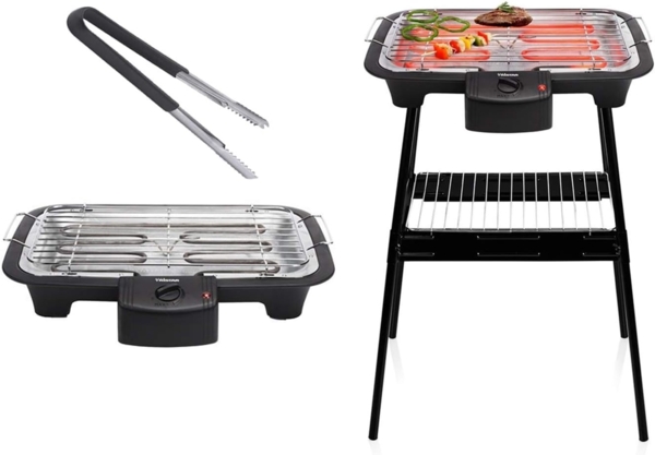 2in1 Standgrill & Tischgrill mit Grillzange 38x22cm 2000Watt