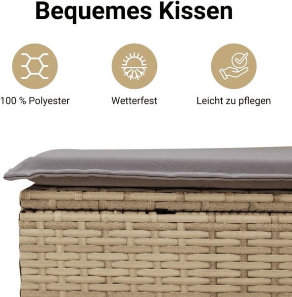 vidaXL 11-tlg. Garten-Essgruppe mit Kissen Beigemischung Poly Rattan 3210672 Bild 5