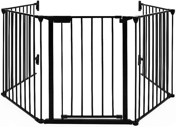 YIZHE Kaminschutzgitter Metall 310 cm |Premier Türschutzgitter/Treppenschutzgitter zum Klemmen, Absperrgitter faltbar | Konfigurationsgitter inkl. 5 Elementen, Tür