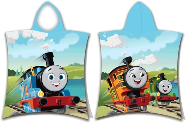 Thomas, die kleine Lokomotive Badeponcho für Kinder Hochwertiger Frottee aus 100 % Baumwolle