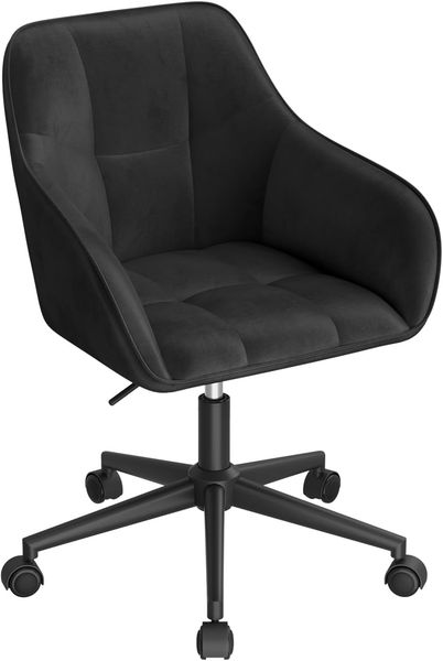 WOLTU Homeoffice Stuhl, Schreibtischstuhl, Drehstuhl, Schminkstuhl, höhenverstellbar, bis 150 kg belastbar, mit Armlehnen Samtsitz, für Schlafzimmer Büro Wohnzimmer, Schwarz BS145sz