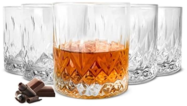 6 Whiskygläser 280ml mit Relief Wassergläser Saftgläser Longdrinkgläser Trinkgläser Cocktailgläser