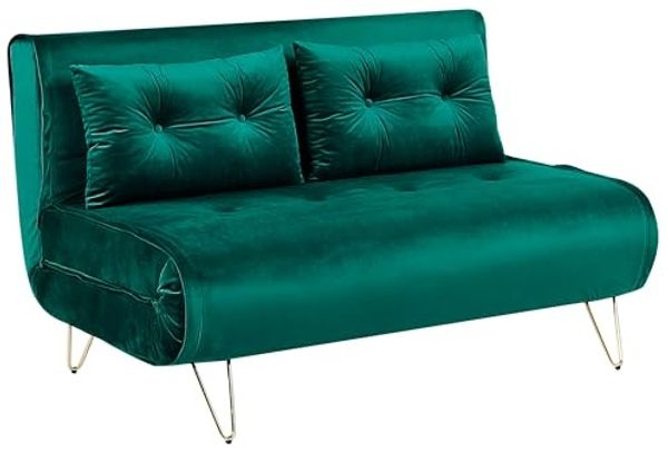 Schlafsofa 2-Sitzer Samtstoff dunkelgrün VESTFOLD Bild 4