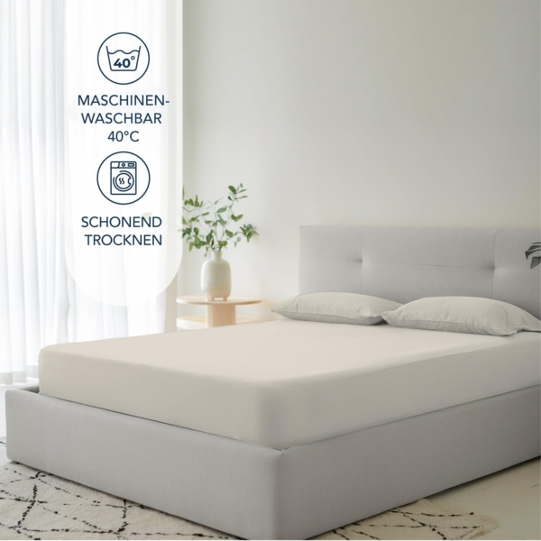 Dreamzie Spannbettlaken 80x200 cm - 35 cm Tiefe Tasche - 100% Mikrofaser Bettlaken - Beige, Schadstoffgeprüft(Oeko TEX), Bettlaken mit Gummizug Bild 5
