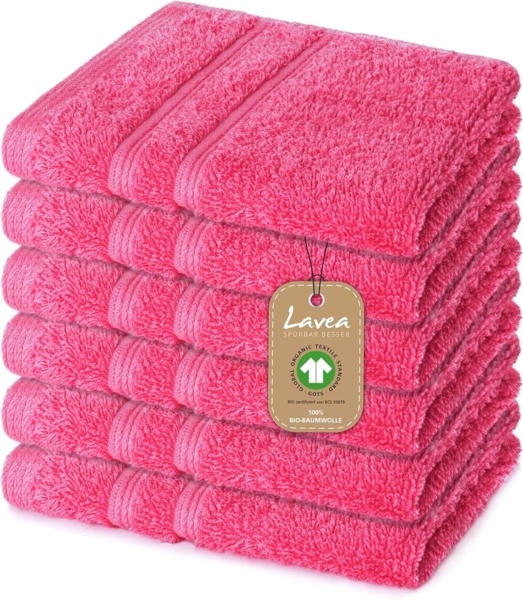 Lavea Seiftuch Bali, 30x30cm aus 100% Bio-Baumwolle, einzigartig weiche Seiftücher mit Aufhänger (Set, 6-St), hochwertige und nachhaltige Premium Waschlappen - schonende Reinigung
