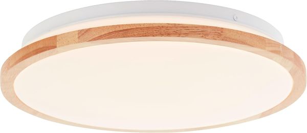 Lightbox Deckenleuchte, LED fest integriert, Warmweiß, LED-Deckenlampe, Ø 30 cm, 18 W, 2000 lm, 3000 K, Holz