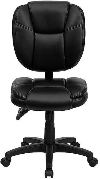 Flash Furniture Caroline Bürostuhl mit mittlerer Rückenlehne, weiches Multifunktions-Drehgelenk, ergonomisch, mit Kissenpolsterung, Schwarz