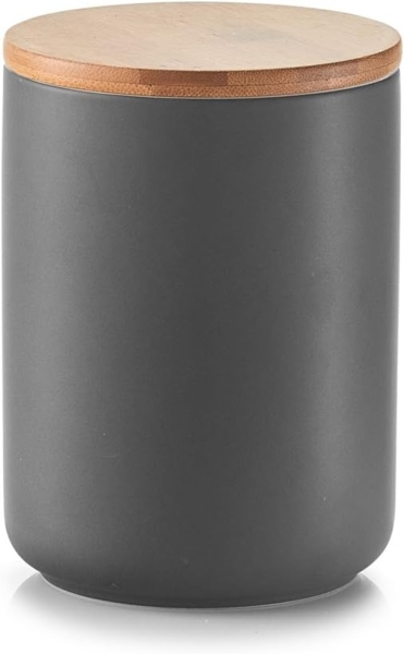 Vorratsdose mit Bambusdeckel, anthrazit - Ø 10 x 13,5cm