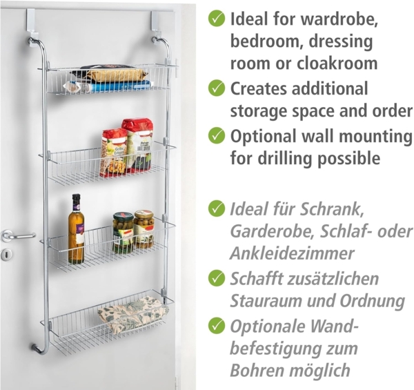 WENKO Türregal XL, zum Einhängen an Türen, Hängeregal aus Metall mit 4 Körben Bild 6