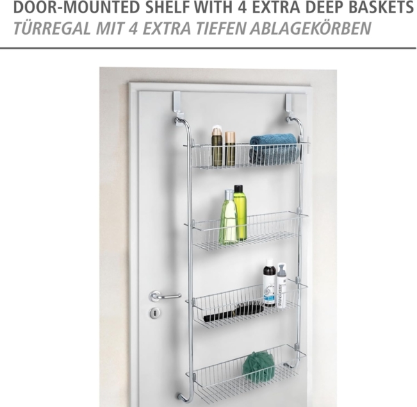 WENKO Türregal XL, zum Einhängen an Türen, Hängeregal aus Metall mit 4 Körben Bild 4