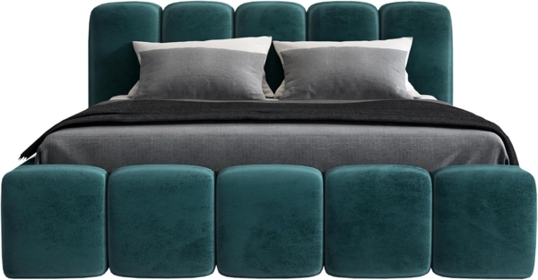 A&J MöbelLand 'Sonic' Polsterbett, Polyester, Azur, 120 x 200, mit Matratze, mit Lattenrost, mit Bettkasten Bild 3