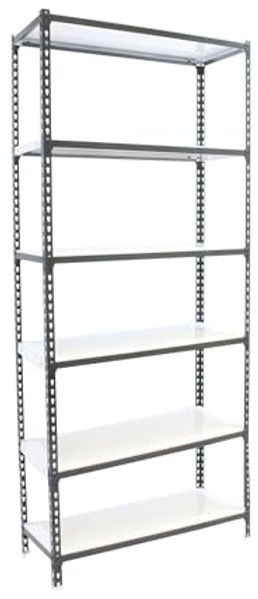 Simonrack Schwerlastregal, Lagerregal, 250 x 90 x 30 cm, Metallregal, Kellerregal, Biegestelle 180 kg, 6 Fachböden, Anthrazit/Weiss - Simonclick