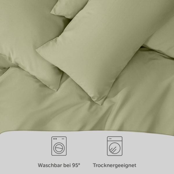 Blumtal Bettwäsche 135x200 4teilig - aus Atmungsaktivem Mikrofaser - 2X Bettbezug 135x200 cm + 2X Kissenbezüge 80x80 cm - Superweiches Bettwäsche-Set, Oeko-Tex Zertifiziert - Olive Grün Bild 5