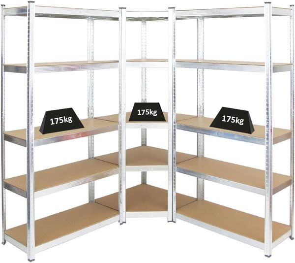 PROREGAL Mega Deal Eckregal Ragnar 1x: 180 x 70 x 40 cm | 2X: 180 x 90 x 40 cm Verzinkt Fachlast 175kg, Kellerregal, Steckregal, Garagenregal, Lagerregal