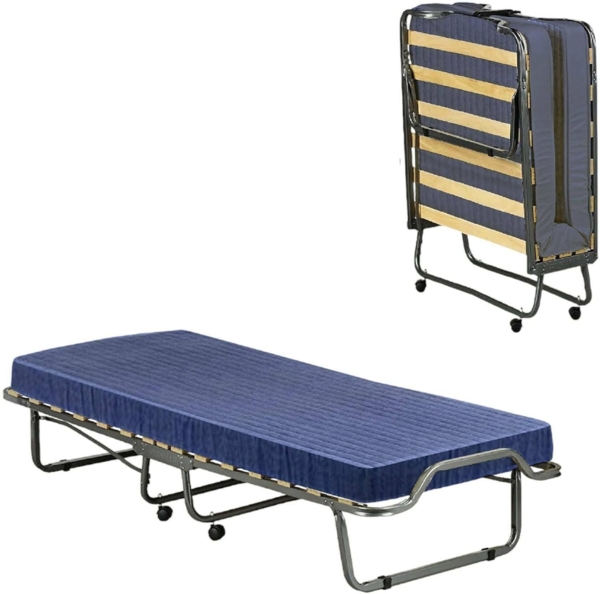 Talamo Italia - Klappbett Rosalba, Feldbett mit 15 Latten, platzsparendes Kinderbett, 100% Made in Italy, 80 x 200 x 40 cm, inklusive Matratze