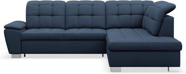 Selsey Couch 258x212 cm Ecksofa mit Schlaffunktion und Bettkasten, Modular Sectional Sofa, Stoff Verita Dunkelblau, Verstellbare Kopfstützen, Komfort & Stil für Wohnzimmer & Gäste Rechtse Seite
