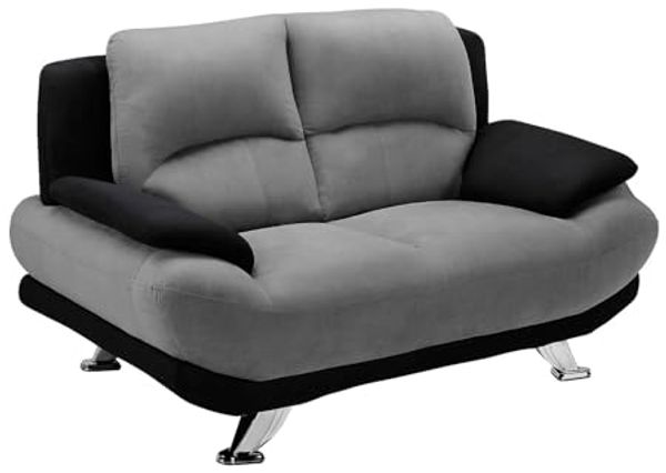 Vente-unique - Sofa 2-Sitzer - Microfaser - Grau & Schwarz - MUSKO
