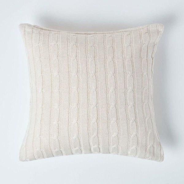 Homescapes Kissenhülle Zopfmuster-Kissenbezug in Creme, 100% Baumwolle, 45 x 45 cm