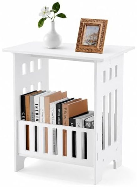 Beistelltisch Nachttisch Abstelltisch Holz Weiß 40x34x25cm Kleiner Couchtisch mit Ablage Einfache Montage YaLiva_Decor®