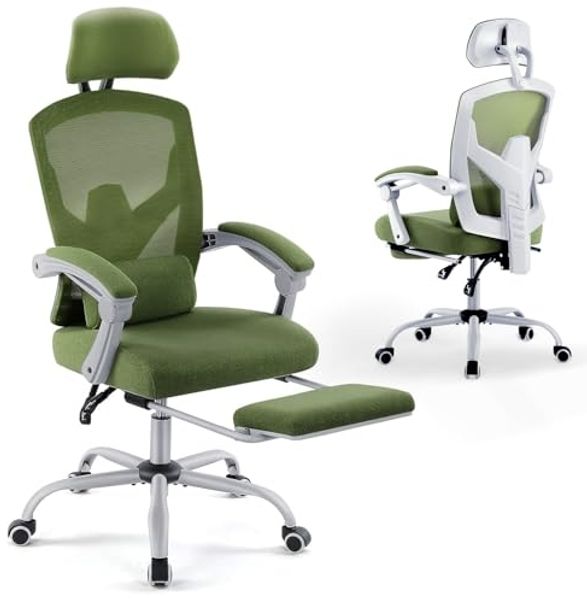 DUMOS Bürostuhl Ergonomisch EIN Schreibtischstuhl mit Komfortarmlehnen Ausgestattet mit Einer Bequemen Lendenwirbelstütze und Fußstütze Office Chair Geeignet für Zuhause