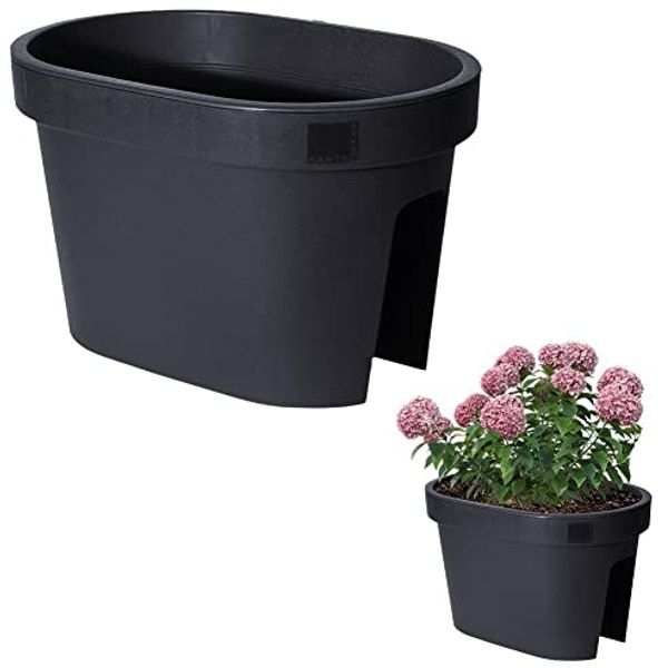 Hängender Blumentopf/Planter Balkon am Geländer - schwarz