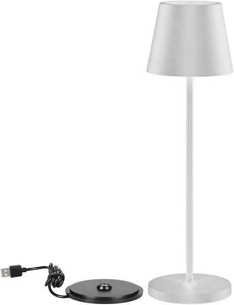 V-TAC Dimmbare LED-Tischlampe Kabellos mit Touch-Bedienung - Wiederaufladbar Weiß Lampe für den Innen und Draußen - Außenbereich IP54 - Hause Restaurant - 4400-mAh-Akku - Warmweiß 3000K - 2W, VT-7522
