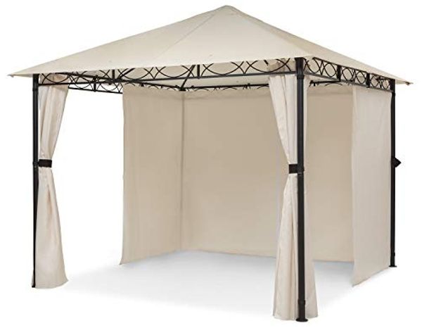 Mondo Gartenpavillon Partyzelt Gazebo 295 x 262 x 295 Stahl Polyester Beige