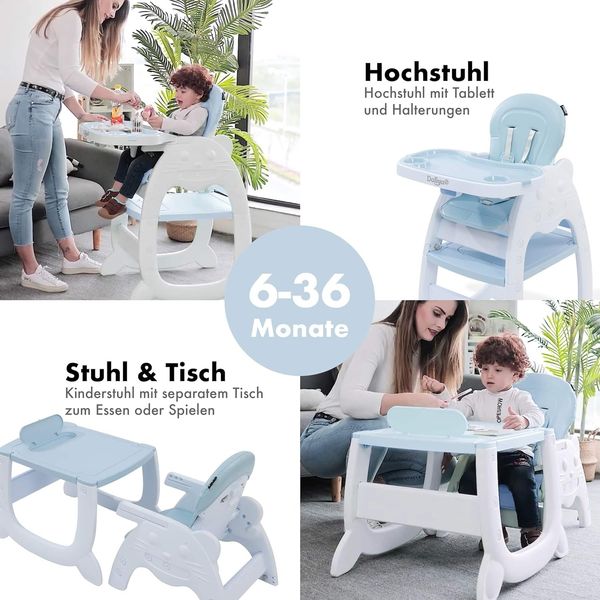 Daliya® Kombihochstuhl MULTIHOK 4in1 Baby- & Kinderhochstuhl, Spieltisch mit Kinderstuhl (Set, 3 St), Kinderhochstuhl wandelbar zu Spieltisch oder Lerntisch mit Kinderstuhl Bild 3