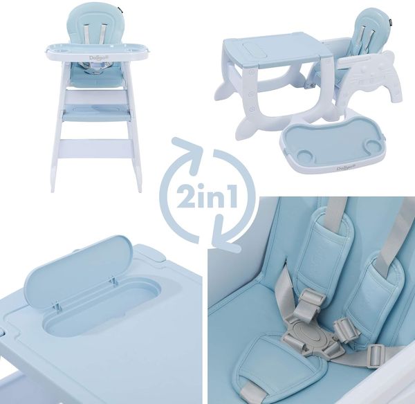 Daliya® Kombihochstuhl MULTIHOK 4in1 Baby- & Kinderhochstuhl, Spieltisch mit Kinderstuhl (Set, 3 St), Kinderhochstuhl wandelbar zu Spieltisch oder Lerntisch mit Kinderstuhl Bild 2