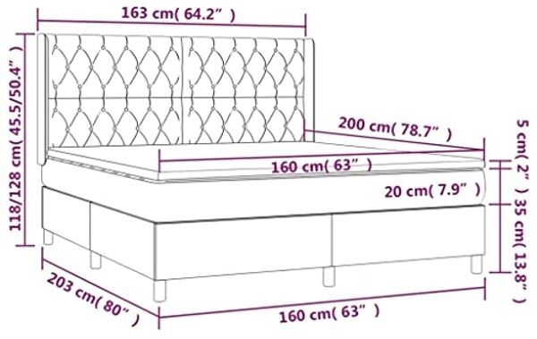 vidaXL Boxspringbett mit Matratze & LED Dunkelblau 160x200 cm Samt 3139755 Bild 2