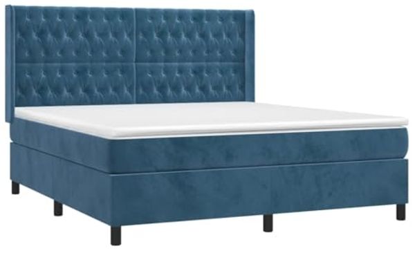 vidaXL Boxspringbett mit Matratze & LED Dunkelblau 160x200 cm Samt 3139755 Bild 4