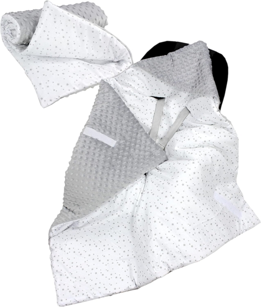 Einschlagdecke 2er SET Baby Einschlagdecke 85x85 für Autositz Babyschale Decke Minky, TupTam