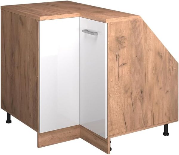 Dachschrägenschrank Eckschrank Rion Weiß Hochglanz 75.6x81.6 cm mit 1 Tür, Schrankkorpus 60 cm Tiefe Vicco