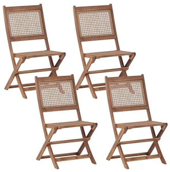Gartenstuhl 4er Set PARAGGI Heller Holzfarbton
