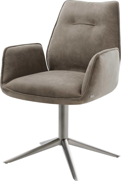 Drehstuhl Zoa-Flex Mikrofaser Taupe Vintage Fußkreuz Graphit 360° drehbar Wippfunktion Taschenfederkern