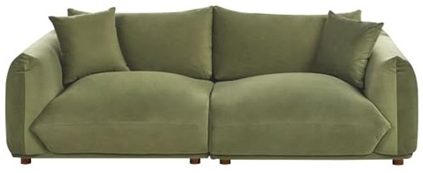 Sofa 3-Sitzer LUVOS Samtstoff Grün