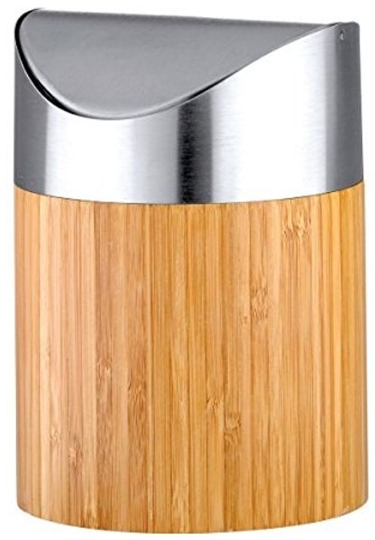 Bonja Kosmetikeimer mit Schwingdeckel 800 ml, aus Bambus & Edelstahl
