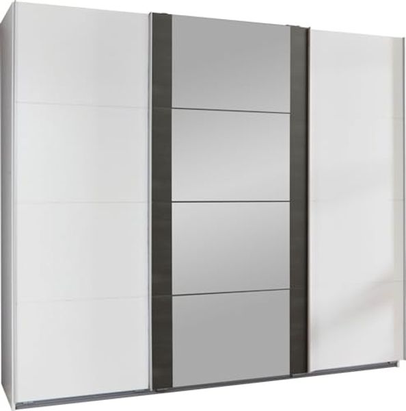 Schwebetürenschrank Bern Kleiderschrank Ausführung Weiß / Raw Steel