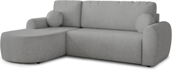 Ecksofa Jazz mit Schlaffunktion und Bettkasten - Bouclé-Stoff - L-Form Couch, Polstersofa, Schlafsofa, Sofagarnitur, Bettsofa (Grau (Coral 75), Ecksofa Links)
