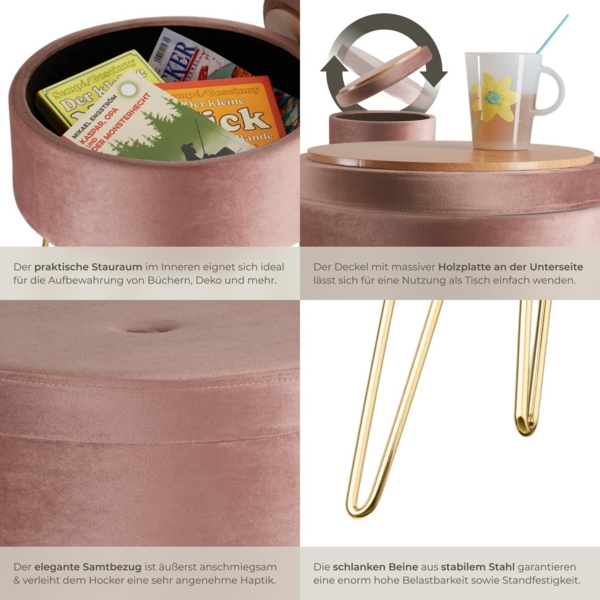 tectake Sitzhocker Ava, rund Bild 8