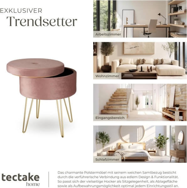 tectake Sitzhocker Ava, rund Bild 9