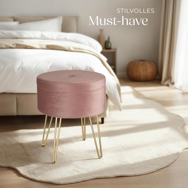 tectake Sitzhocker Ava, rund Bild 2