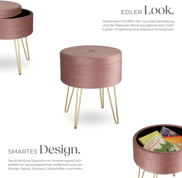 tectake Sitzhocker Ava, rund Bild 5