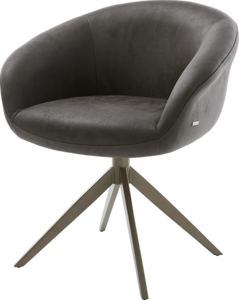 Drehstuhl Vinka-Flex mit Armlehnen Mikrofaser Anthrazit Vintage Kreuzgestell breit Effektfinish Titan 360° drehbar Taschenfederkern