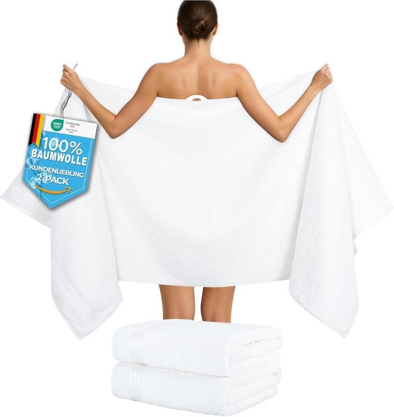 HAMMETEX Saunatuch Hammetex 2er Set extra große Saunatücher, Frottier (Packung, 2-St), 100% Baumwolle – Weich & Saugfähig – Luxuriöse Große Spa-Badetücher